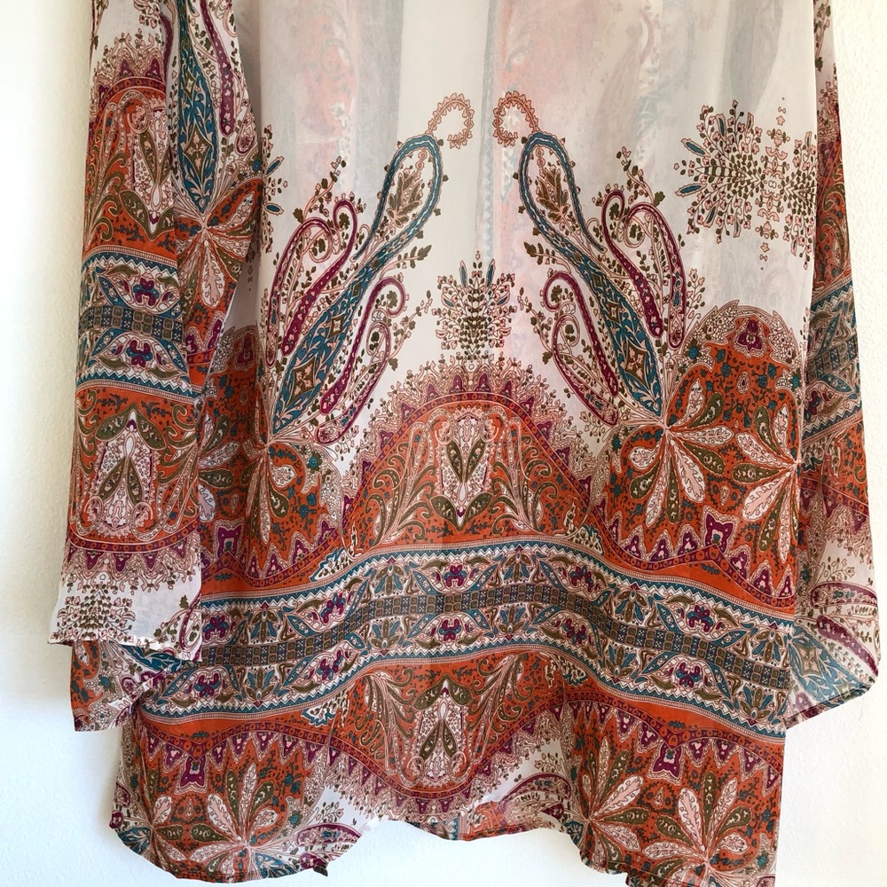 Soft Surroundings White / Colorful Floral Paisley Chiffon Kimono Top Size 3X - Picture 8 of 14